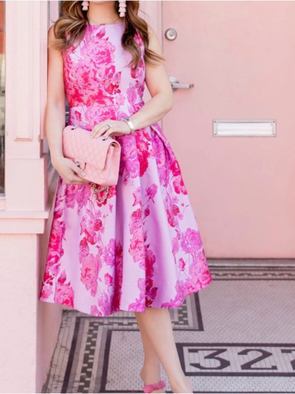 WHBM pink jaquard dress size 8